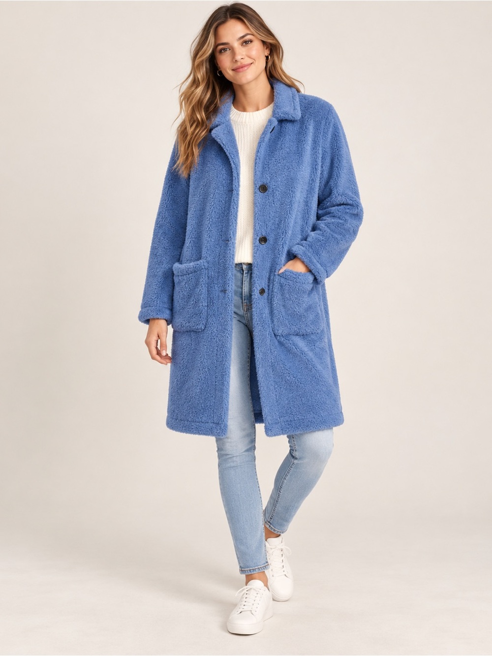 Sanctuary for Anthropologie Blue Teddy Coat NWT Size S